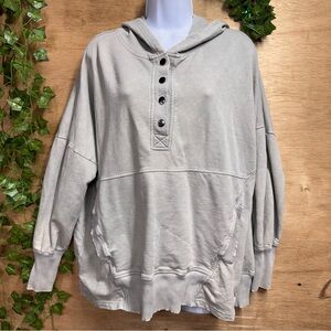 Zenana Gray Hooded Sweater Mineral Wash